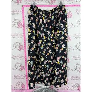 Skirt flowers vintage flowy Black Floral Print Maxi Skirt - Women's